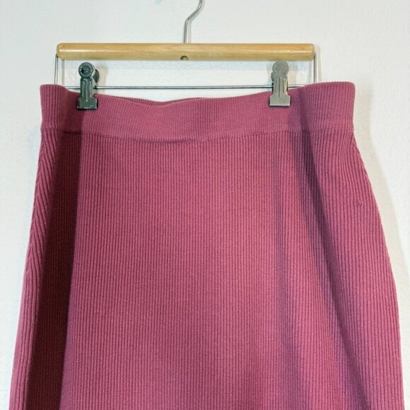 Alp-n-Rock Ida Midi Skirt Pink Slit Pull On Knit Luxury Designer Large - Picture 6 of 12